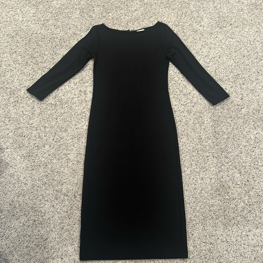 Gap black long sleeve midi dress fitted with silver zipper on back